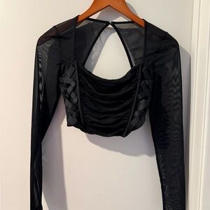 Back Detail – Bershka Black Mesh Crop Top NWOT Size S
